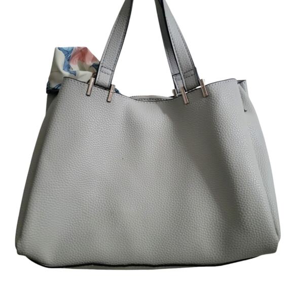 🛍 Steve Madden Gray Tote Bag with Floral Scarf Seasonal bag - Picture 5 of 11